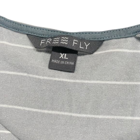 Free Fly Shirt Dress Womens Sz XL Bamboo Dockside Gray White Striped Comfy Cozy - Picture 4 of 12